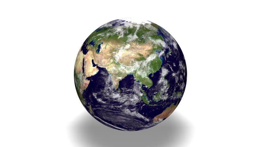 The Earth Isolated At White Background. HD 1920x1080 Close-up Video