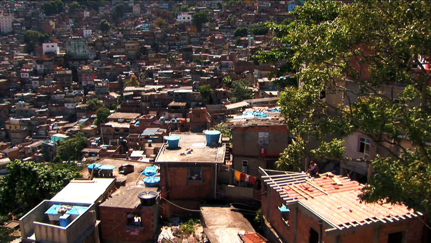 Zoom In View Of Hillside Homes In The Favela Of Rio De Janeiro, Brazil ...
