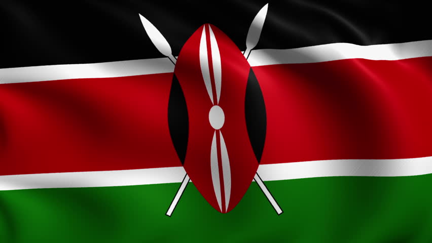 Closeup Cropped View Of A Fluttering National Flag Of Kenya Stock ...