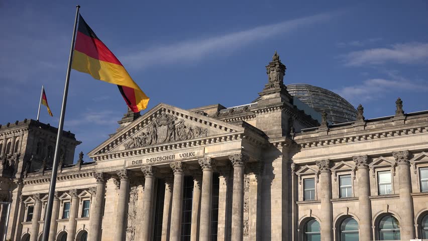 ULTRA HD 4K Closeup Of Parliament Building In Berlin, Reichstag And ...