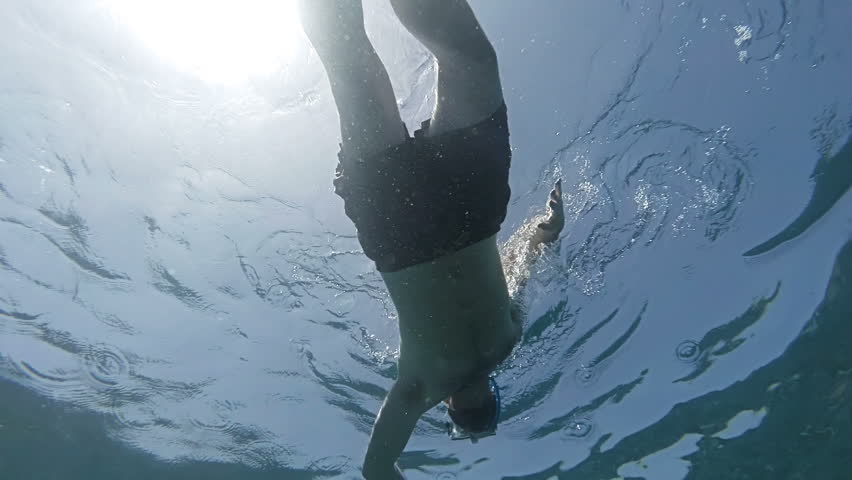 Man Swimming On Ocean Surface View From Below Stock Footage Video ...
