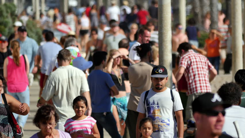 Los Angeles California - Circa October 2014 Time Lapse Of Crowds On ...