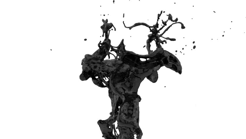 Abstract Black Paint Splash In Super Slow Motion, Isolated On White ...