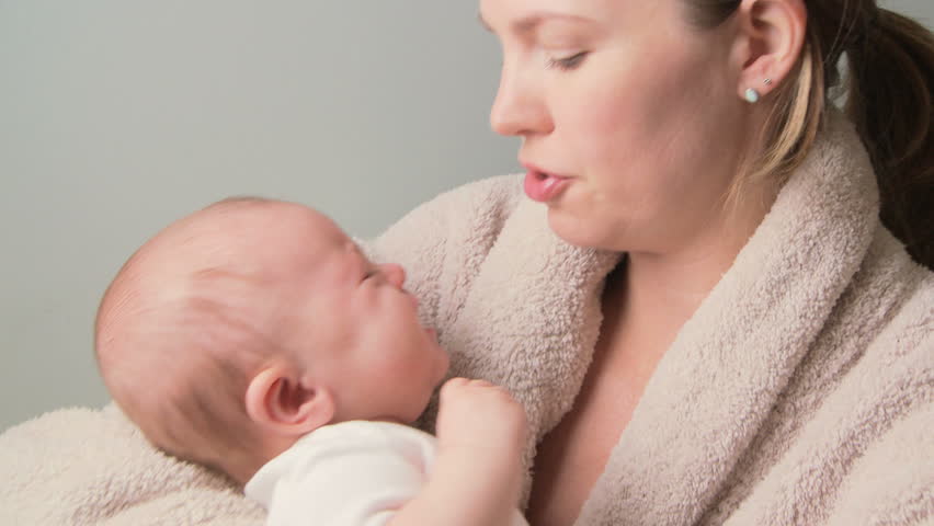 Young Mother Comforting Crying Baby Stockvideos Filmmaterial