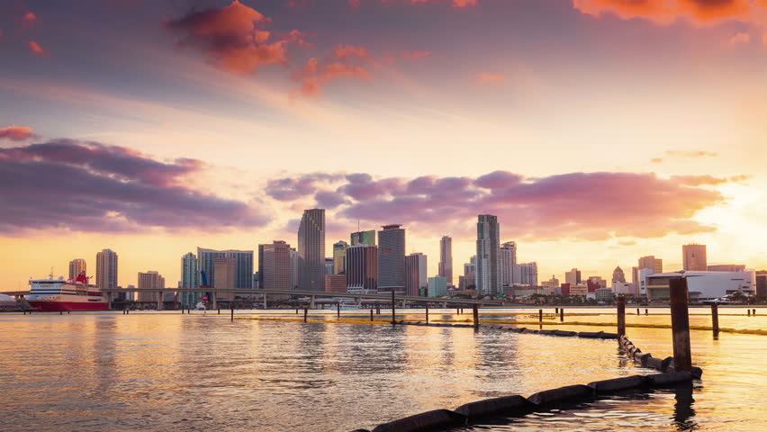 Miami Skyline at Sunset with Stock Footage Video (100% Royalty-free) 8391493 | Shutterstock