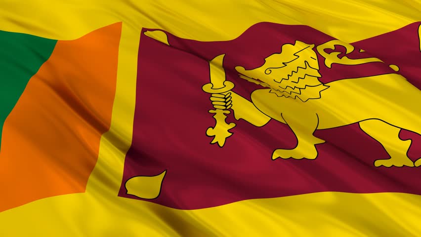 Animation Of The Full Fluttering National Flag Of Sri Lanka Isolated On ...