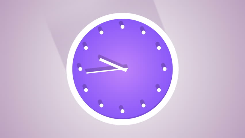 Animation Of Clock In Flat Style With Long Shadows. Arrows Moving On ...