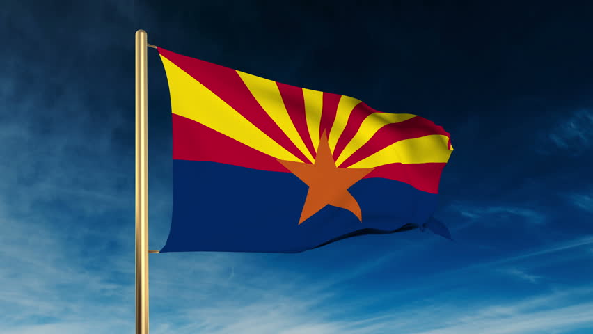Flag Of Arizona In The Shape Of Arizona State With The USA Flag In The