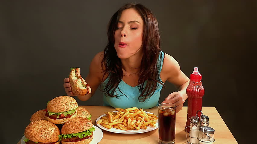 Woman Eating Fast Foodslim Girl Stock Footage Video 100 Royalty Free 9299963 Shutterstock - 